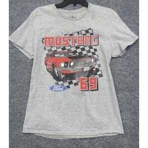 Tee Luv Ford Mustang 69 Graphic T-Shirt Gray womens Medium Racing Muscle Car Tee